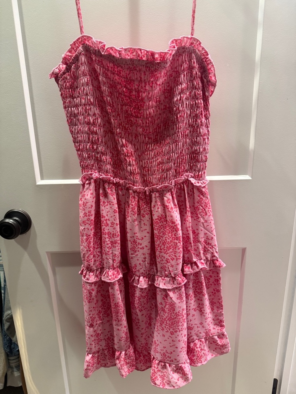 Girls Pink Floral Smocked Sundress with Ruffle Tiers